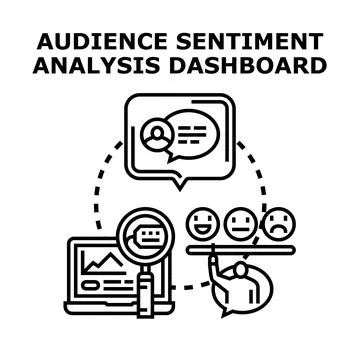 Audience sentiment analysis managing on dashboard screen Stock Illustration