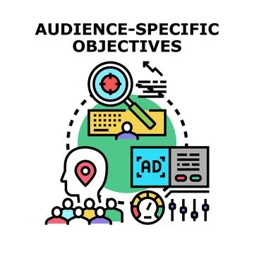 Audience specific objectives achieving marketing targeting strategy Stock Illustration