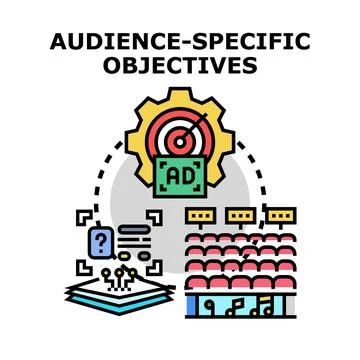 Audience specific objectives developing advertising campaign strategies Stock Illustration
