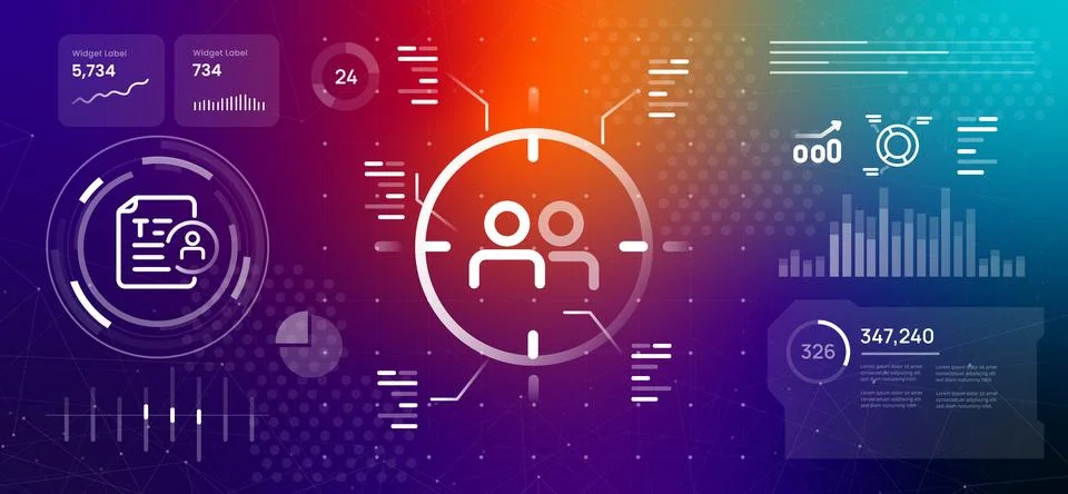 Audience targeting and customer segmentation concept aim symbol with data Stock Illustration