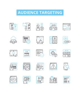 Audience targeting vector line icons set. Audience, targeting, segmentation Illustration