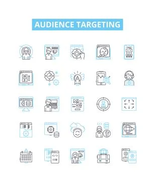 Audience targeting vector line icons set. Audience, targeting, segmentation Illustration