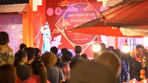 Audience watches performer on stage Stock Footage 123725823