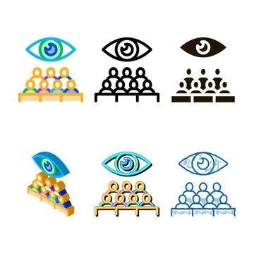 Audience watching looks icon vector outline Stock Illustration