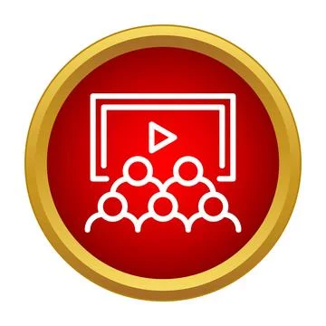 Audience watching video content on a screen icon Stock Illustration