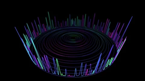 Audio 3D waveform radial equalizer lines. Radial audio signal vibration sou.. 動画素材 336488528