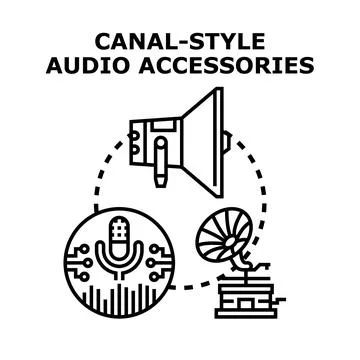 Audio accessories evolution from vintage to modern devices Stock Illustration