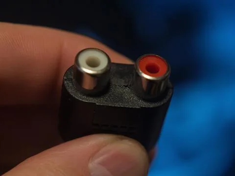Audio Adapter Connector with Red and White Ports Stock Photos