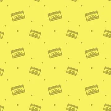 Audio Analogue Cassette Seamless Pattern Stock Illustration