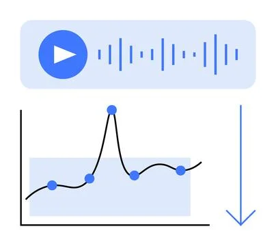 Audio Analysis Process with Soundwave and Graph Elements in Blue and Black .. Stock Illustration