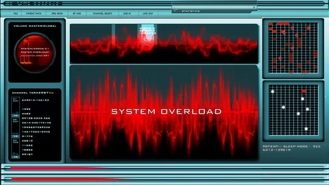 Audio Analyzer Interface Red Emergency Mode Stock Footage 94688785