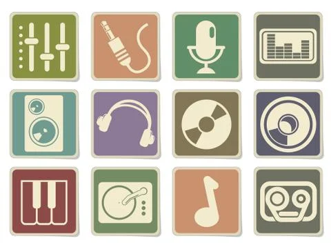 Audio and music simple vector icons Stock Illustration