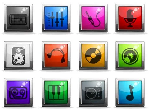 Audio and music simple vector icons Stock Illustration