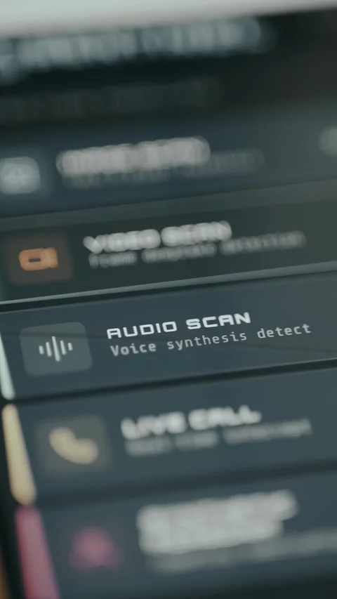 Audio authenticity verification scan with AI technology Stock Footage 333374807