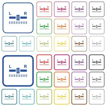 Audio balance control outlined flat color icons Illustrazione stock