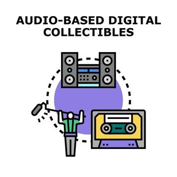 Audio based digital collectibles creating unique virtual assets Stock Illustration