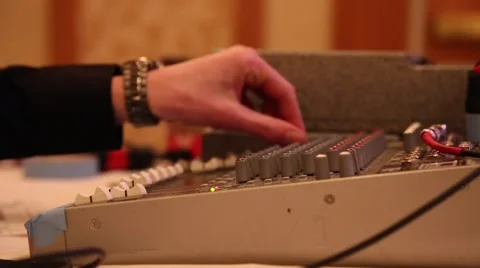Audio  board, male's hand moving keys Stock Footage 60055009