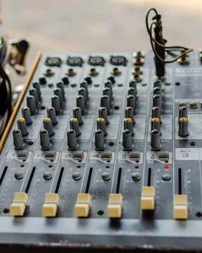 Audio board, selective focus, shallow deep of field Stock Photos