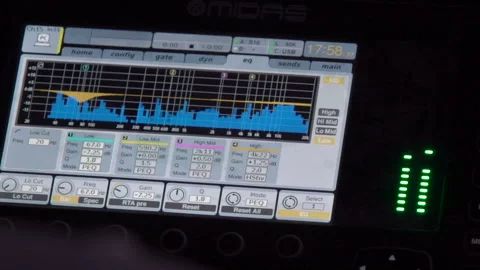 Audio Board with Volume Levels during a Live Event Stock-Footage 160651059