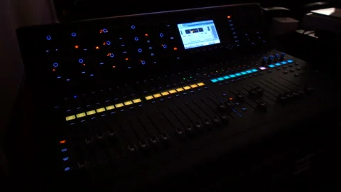 Audio Board with Volume Levels during a Live Event Stock-Footage 160652338