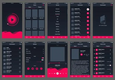 Audio book app ui design mobile vector Stock Illustration