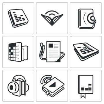Audio book icon collection Stock Illustration