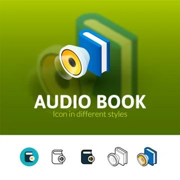 Audio book icon in different style Illustrazione stock