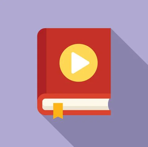 Audio book icon flat vector. Online class Illustrazione stock