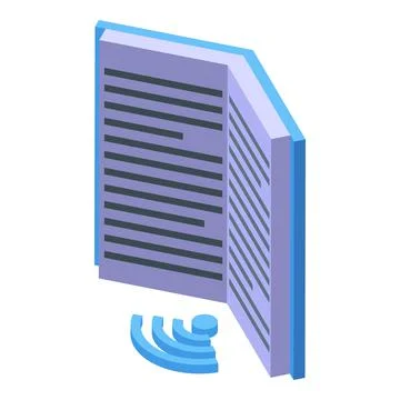 Audio book icon isometric vector. Computer training Stock Illustration