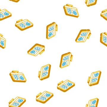 Audio book isometric icon seamless pattern color Stock Illustration