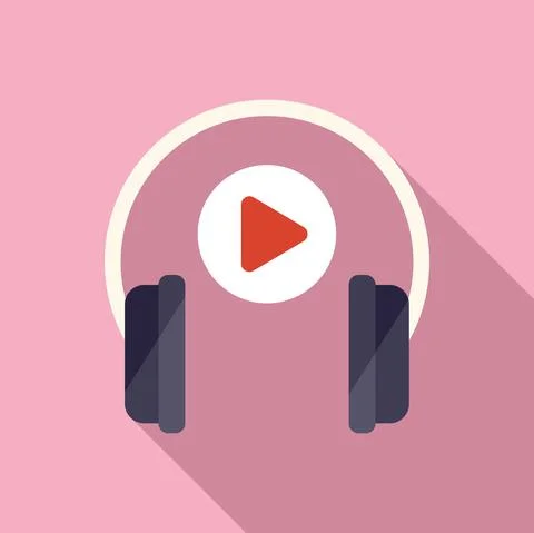 Audio book listen icon flat vector. Online web 스톡 일러스트
