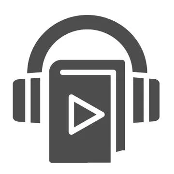 Audio book solid icon. Book and play sign vector illustration isolated on white Stock Illustration