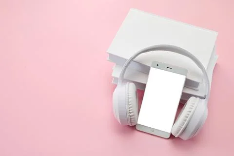 Audio books concept. Modern Media Setup Stock Photos