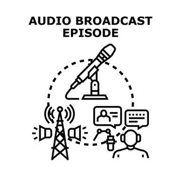 Audio broadcasting episode creating content for listeners Illustrazione stock