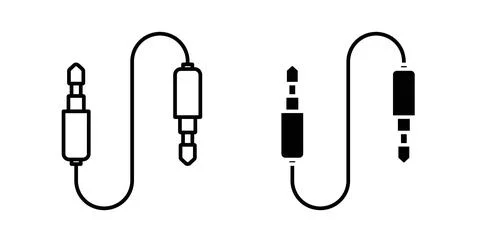 Audio Cable icon in black and white. vector icon pack for websites Stock Illustration