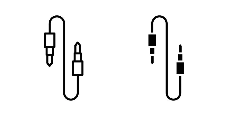 Audio Cable icon black vector isolated on white Stock Illustration