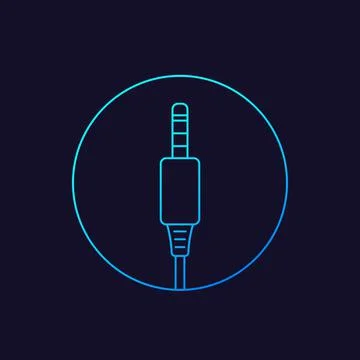 Audio cable, jack connector linear icon Illustrazione stock