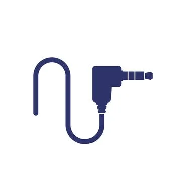 Audio cable, jack connector on white, vector Stock Illustration