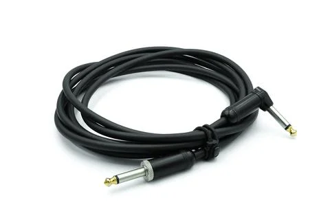 Audio cable with jack on isolated white background Stock Photos