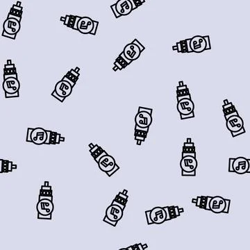 Audio cable line vector seamless pattern Stock Illustration