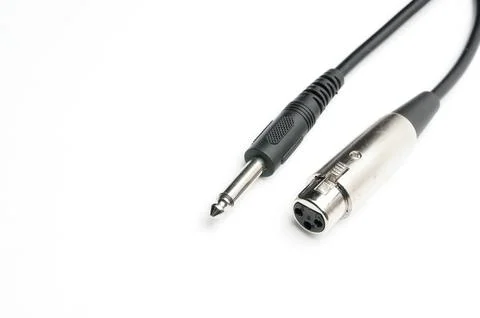 Audio cable with XLR and TRS jack connectors for microphones and profession.. Stock Photos