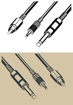 Audio cables and connectors isometric illustrations Stock Illustration