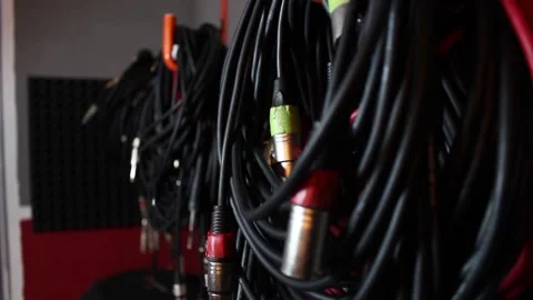 Audio cables Stock Footage