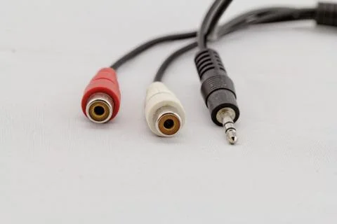 Audio cables on white (jack RCA) Stock Photos