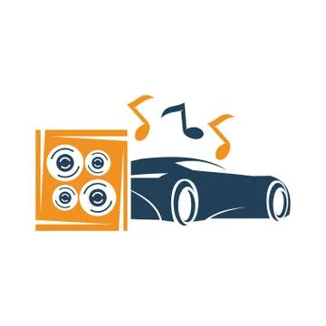 Audio Car System Box Speaker Note Music Logo Template Isolated Stock Illustration