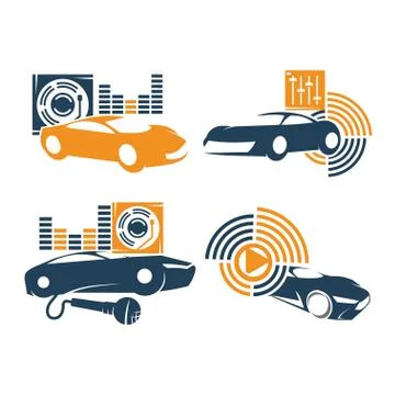 Audio Car System Logo Template set amplifier volume disk Stock Illustration