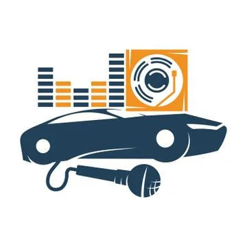 Audio Car System Mic Volume Disk Logo Template Isolated Icon Stock Illustration