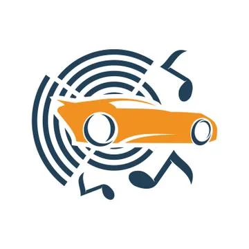 Audio Car System Music Note Logo Template Isolated Icon Symbol Stock Illustration