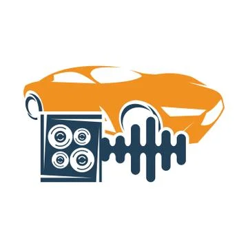 Audio Car System Speaker Box Beat Logo Template Isolated Icon Stock Illustration