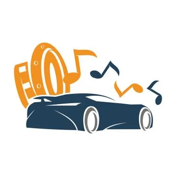 Audio Car System Speaker Note Music Logo Template Isolated Stock Illustration